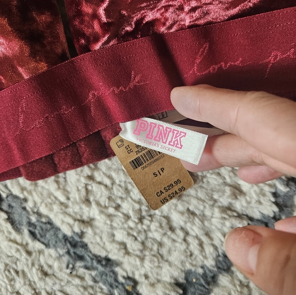 Victori's Secret Pink Velvet Strappy Bralette Size Small - Picture 5 of 5